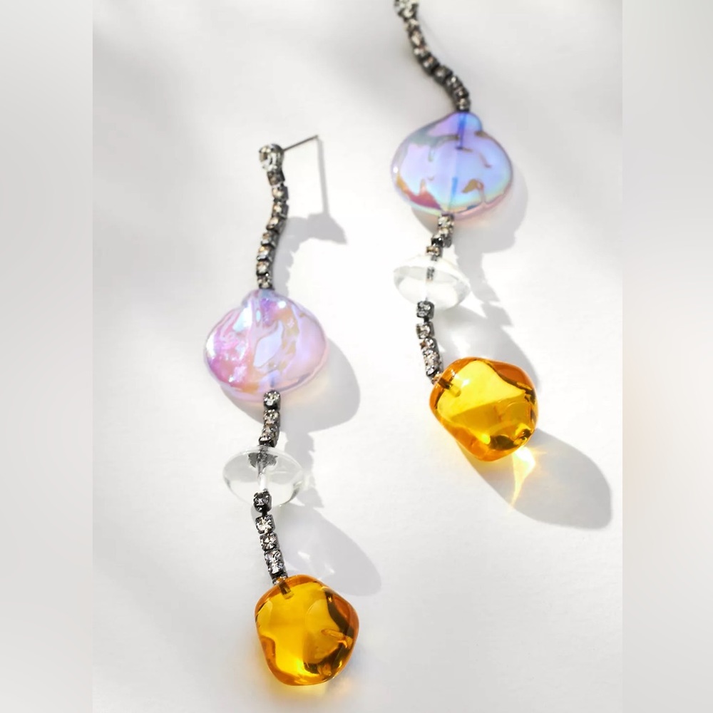 ANTHROPOLOGIE Long Crystal Earrings $54 NWT